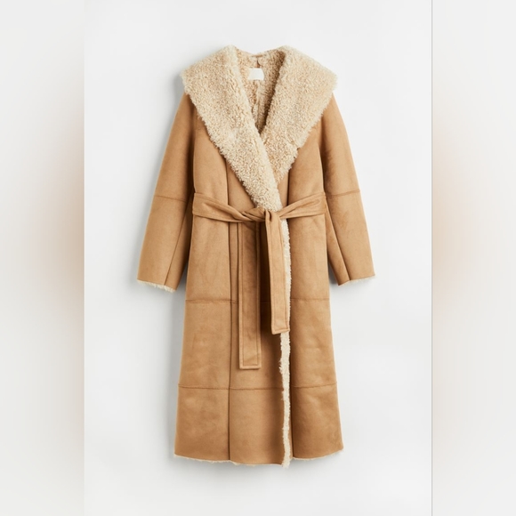 H&M Jackets & Blazers - H&M SHERPA LINIED LONG JACKET WITH TIE!